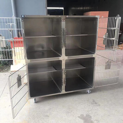 PG-0457   Stainless steel 4 cage group dry hospital cage pet hospital small animal hospital cage pet foster cage display cage