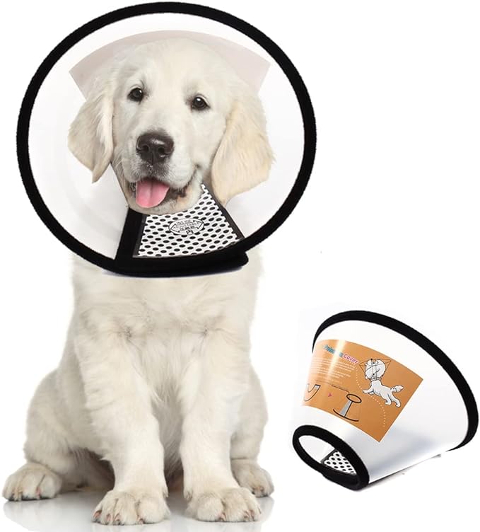 Coleiras e cones de recuperação para animais de estimação para cães e gatos após cirurgia Cone ajustável para pescoço de cachorro cirúrgico Elizabeth E-Collar para evitar mordidas e parar de lamber feridas 