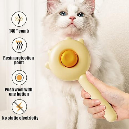 Pet Hair Cleaner Brush, Cat Grooming Brush with Release Button, Cat Brush for Shedding Long or Short Hair Cats Dogs Pet Massage Brushes, Self Cleaning Slicker Comb