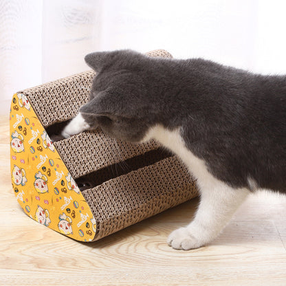 Triangle with Bell Cat Scratcher Cardboard Cat Scratch Pad with Premium Scratch Textures Design Durable Cat Scratching Pad Reversible 的副本