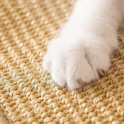 PG-0291  Cat Scratcher Mat, Natural Sisal Cat Scratch Mats, Horizontal Cat Floor Scratching Pad Rug with Sticky Velcro Tapes, Protect Couch and Carpets