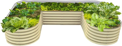 PG-0251  17" Tall U-Shape Raised Garden Bed Metal Raised Planter Bed for Vegetables Flowers Ground Planter Box