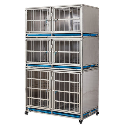 PG-0402 125 Três camadas e seis salas Veterinárias de aço inoxidável para canil para cães Equipamentos Gaiolas para animais 