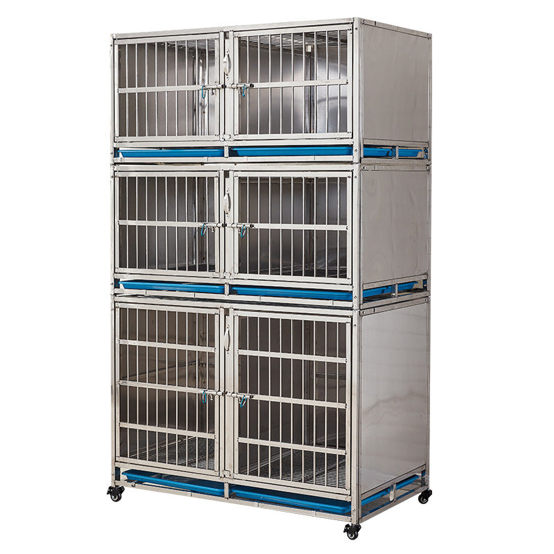 PG-0409 125 Duas camadas e quatro salas Veterinárias de aço inoxidável para canil para cães Equipamentos Gaiolas para animais 