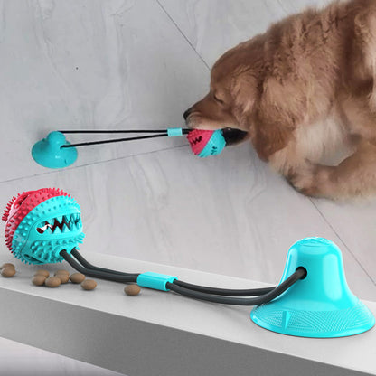 DormalAla Dog Chewing Toys Teething Ball Toys Drawstring Double Suction Cup Pull Ball Toys Food Dispensing Teeth Cleaning Pet Interactive Educational Toys