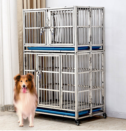 PG-0369    95 Double cage&three rooms Stainless steel dog cage Mother cage Hospital cage combination cage isolation cage Foster cage Display cage Pet store foster cage