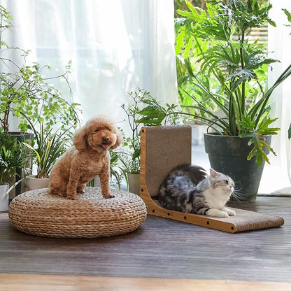 Almofada para arranhar gatos em forma de L montada na parede, papelão para arranhar gatos com bola de brinquedo para gatos internos 