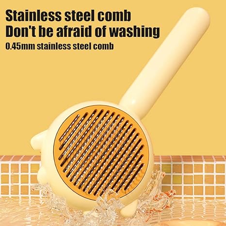 Pet Hair Cleaner Brush, Cat Grooming Brush with Release Button, Cat Brush for Shedding Long or Short Hair Cats Dogs Pet Massage Brushes, Self Cleaning Slicker Comb