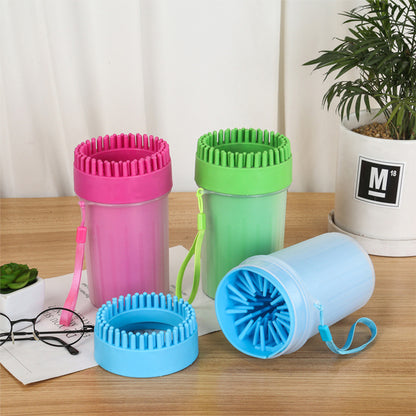 PG-0296 2 em 1 escova de limpeza portátil de silicone para animais de estimação limpador de pés para cães com pata lamacenta, limpador de pés de cachorro copo lavador de pata de cachorro 