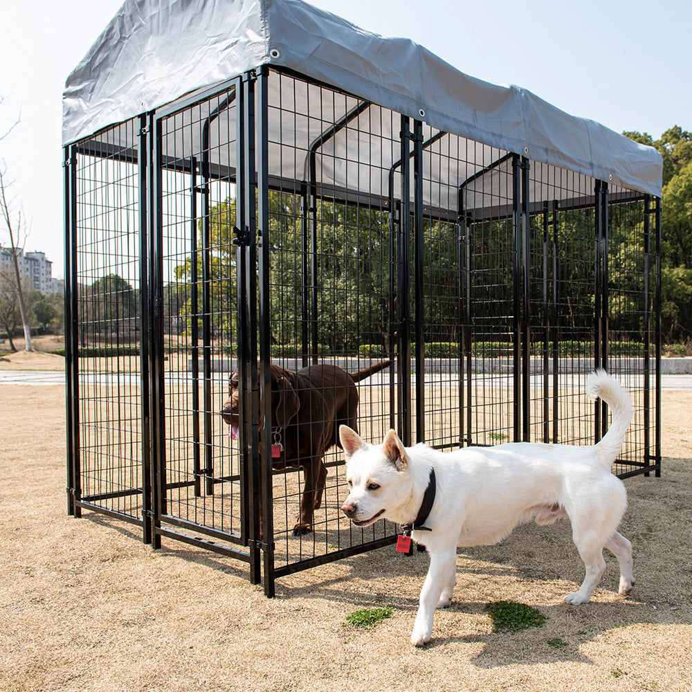 PG-0354 Grande Canil para Cães Ao Ar Livre Canetas para Animais de Estimação Cães Executam Gabinete Animal Hutch Cerca de Metal com Cobertura de Telhado 