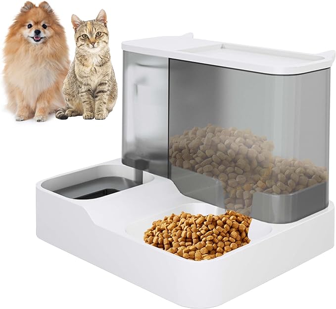 PG-0318  2 in 1 Gravity Pet Food and Water Bowl Set All-in-One Auto Puppy Supply Feeding Watering Supplies for Small Medium Indoor Dogs Cats