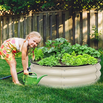 PG-0227  Garden Bed Kit   8 inch Round Metal Planter Box for Vegetables, Rubber Strip Edging and Weed Barrier Included