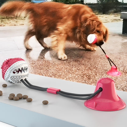 DormalAla Dog Chewing Toys Teething Ball Toys Drawstring Double Suction Cup Pull Ball Toys Food Dispensing Teeth Cleaning Pet Interactive Educational Toys