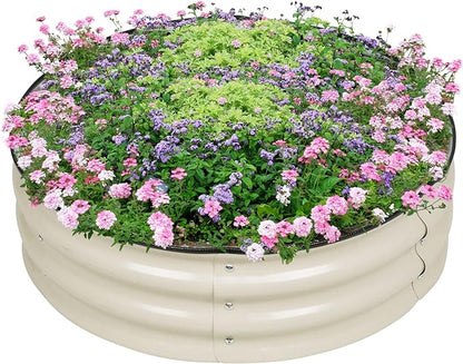 PG-0227  Garden Bed Kit   8 inch Round Metal Planter Box for Vegetables, Rubber Strip Edging and Weed Barrier Included