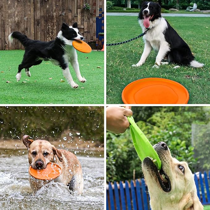 PG-0351     Dog Soft Rubber Interactive Flying Disc Dog Toy for Small Large Dogs - Floats in Water & Safe on Teeth