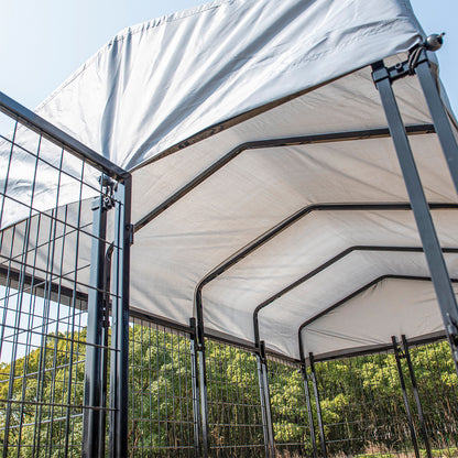 PG-0354   Large Dog Kennel Outdoor Pet Pens Dogs Run Enclosure Animal Hutch Metal Coop Fence with Roof Cover