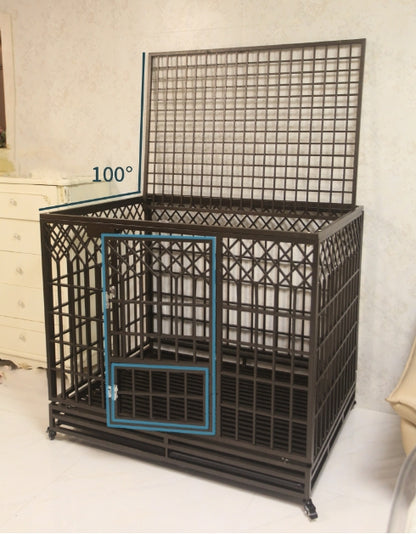 PG-0472  Dog cage With feeding door Series Large dog folding small dog square kennel with toilet indoor pet cage