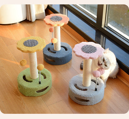 Flor Árvore para gatos Poste para arranhar fofo Poste para escalada para gatos em ambientes internos Brinquedo para gatos pequenos Plataforma de salto para gatinhos Árvore para gatos colorida Poste para arranhar gatos em sisal 