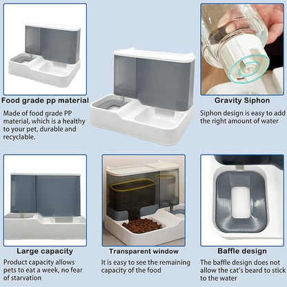 PG-0318 Conjunto de tigela de água e comida para animais de estimação por gravidade 2 em 1, tudo-em-um, fornecimento automático de filhotes, suprimentos de irrigação para cães pequenos e médios internos, gatos 