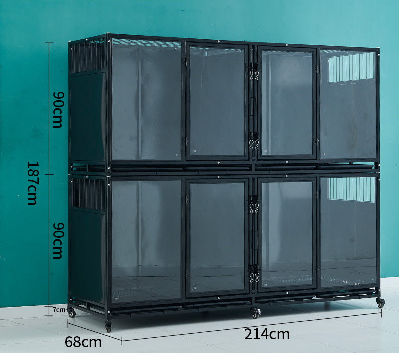 PG-0418 214 Dois decks e quatro quartos Gaiola para adoção de loja de animais de estimação Gaiola para internação hospitalar para reprodução Gaiola de exibição Gaiola para cães multicamadas Armário para adoção de loja de animais de estimação 