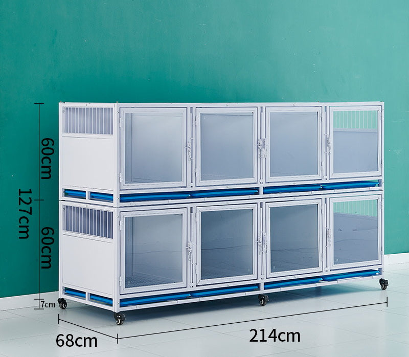 PG-0419   214  Two decks & Eight Rooms Pet store foster cage Pet hospital inpatient cage breeding cage Display cage Multi-layer dog cage Pet store foster cabinet