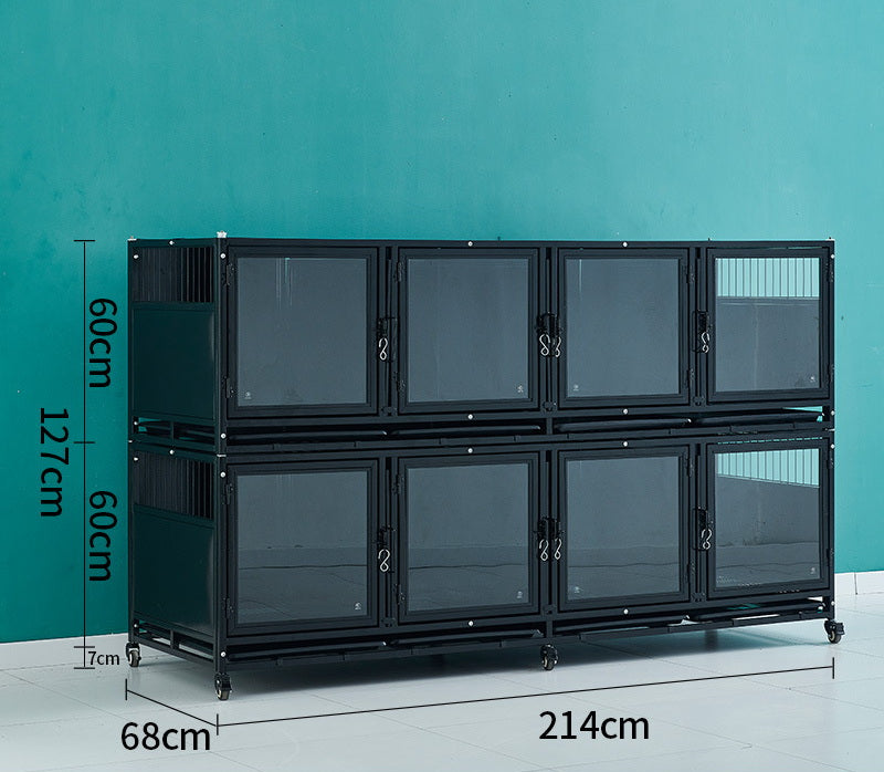 PG-0419 214 Dois decks e oito quartos Gaiola para adoção de loja de animais de estimação Gaiola para internação hospitalar para reprodução Gaiola de exibição Gaiola para cães multicamadas Armário para adoção de loja de animais de estimação 