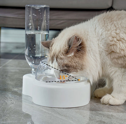 PG-0337    Splice with drinking bottle Double bowl multi-functional pet bowl wet mouth dog automatic water feeder dog rice bowl