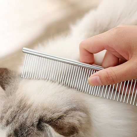 Stainless Steel Metal Comb Wide Tooth Comb&Dense Tooth Comb Flea Comb for Cats Dogs Dog Grooming Comb