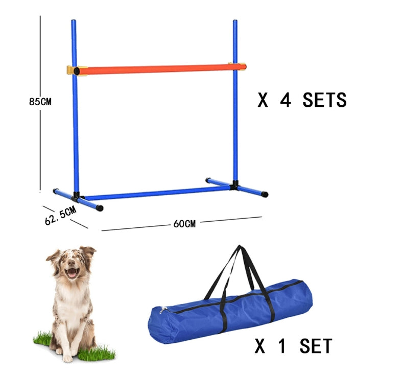 PG-0498 Equipamento de agilidade para cães com barras de salto de altura ajustável e bolsa de transporte