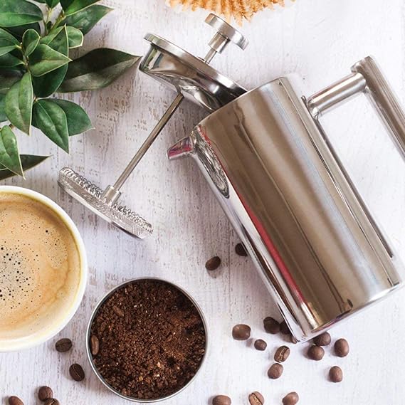 Stainless Steel French Press Double Wall Metal Insulation Coffee Press & Tea Brewer Easy Press