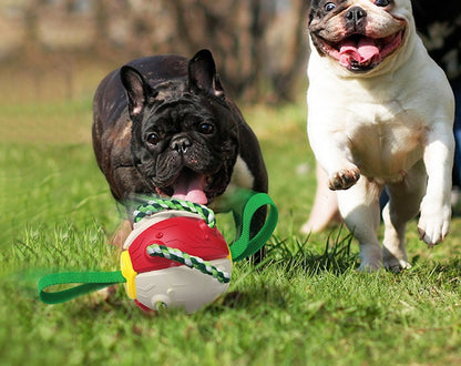 Bola de futebol de brinquedos para cães com alças, presentes de aniversário para filhotes, interativo para cabo de guerra, bolas duráveis ​​para cães pequenos e médios 