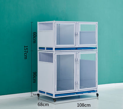 PG-0424   108A-Two layers & Four Rooms Pet store foster cage Pet hospital inpatient cage breeding cage Display cage Multi-layer dog cage Pet store foster cabinet