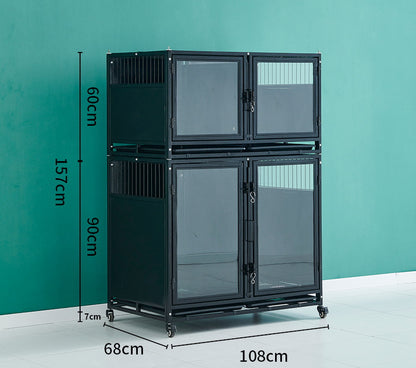 PG-0424   108A-Two layers & Four Rooms Pet store foster cage Pet hospital inpatient cage breeding cage Display cage Multi-layer dog cage Pet store foster cabinet