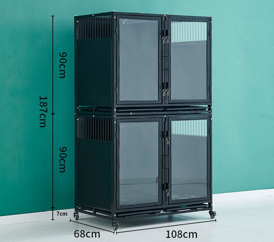 PG-0425   108B-Two layers & Four Rooms Pet store foster cage Pet hospital inpatient cage breeding cage Display cage Multi-layer dog cage Pet store foster cabinet