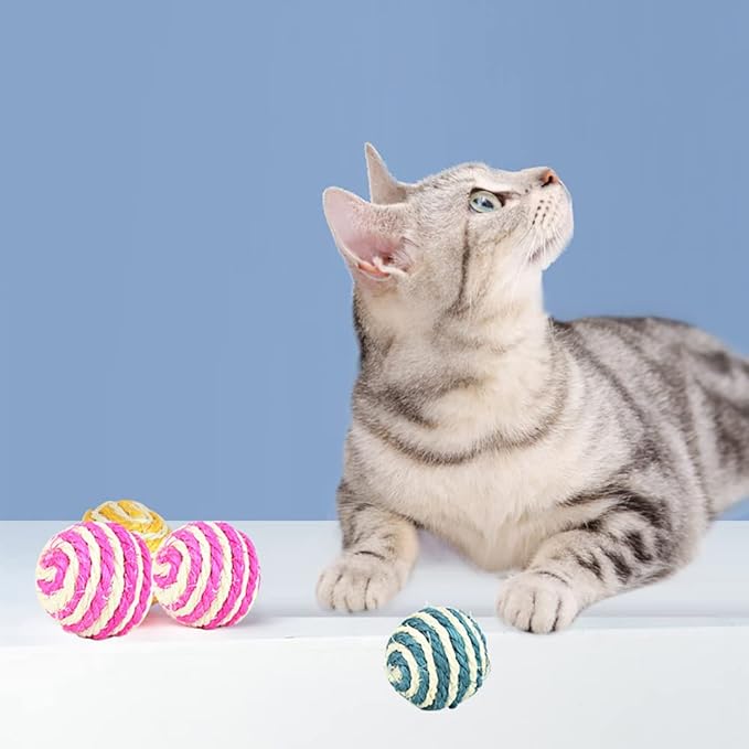 Sisal Balls Toy Beautiful Sisal Balls Small and Delicate Sisal Balls Interactive Rolling Ball Scratch Colorful Toy for Gifts to Pet Cats and Kittens