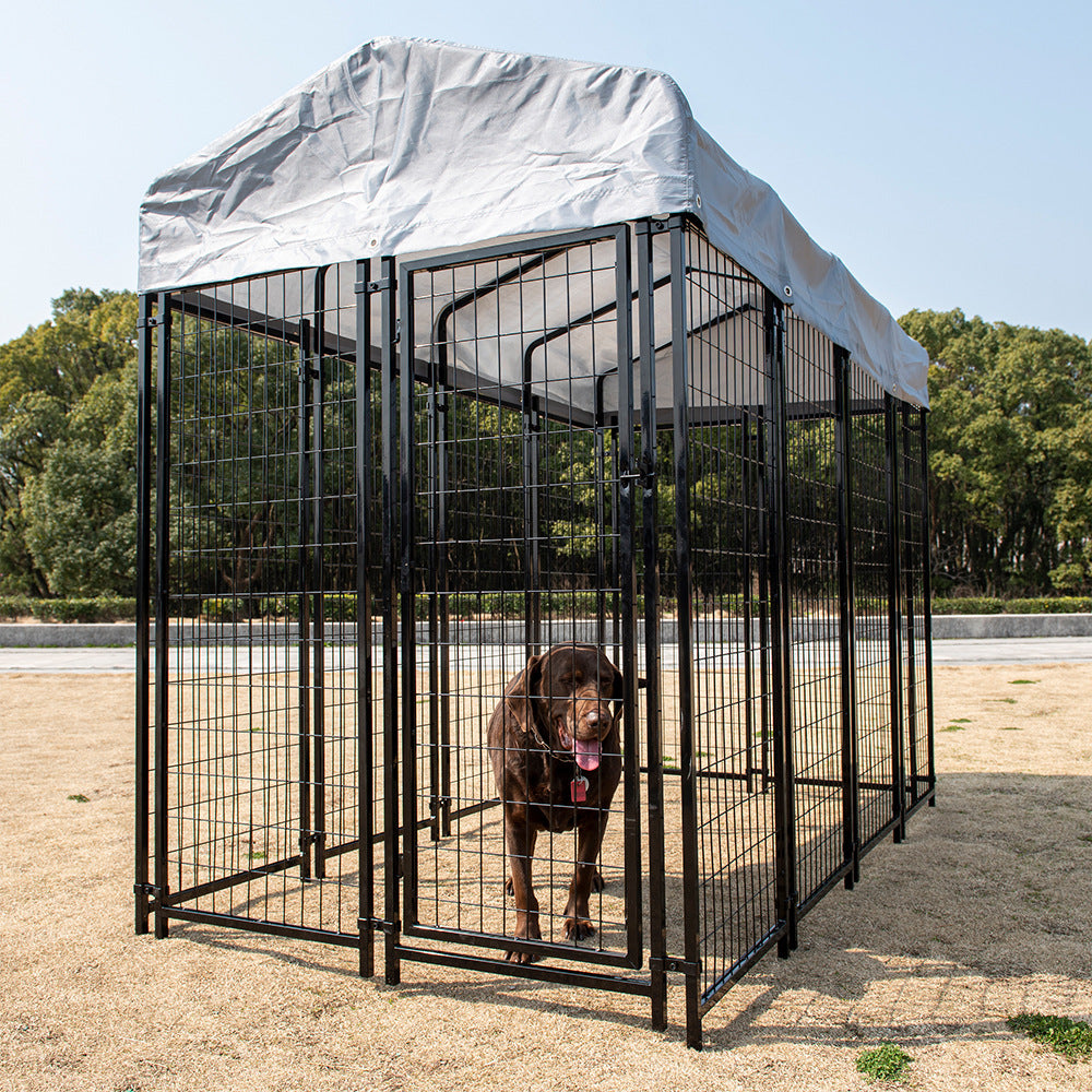 PG-0354   Large Dog Kennel Outdoor Pet Pens Dogs Run Enclosure Animal Hutch Metal Coop Fence with Roof Cover