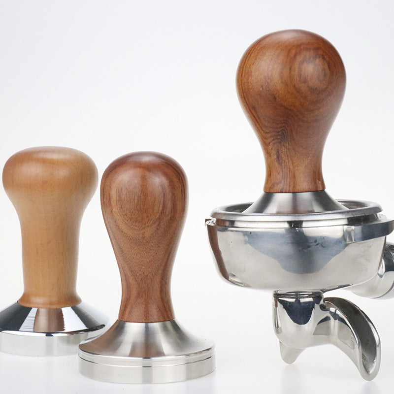 PG-0136 Espresso Press Tamper- Espresso Hand Tamper with Stainless Steel Base and Chacate Preto Wood Handle