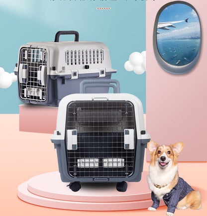 PG-0484  Portable plastic pet carrier With net Small and medium-sized pets out of the consignment air carrier detachable cat pet air carrier