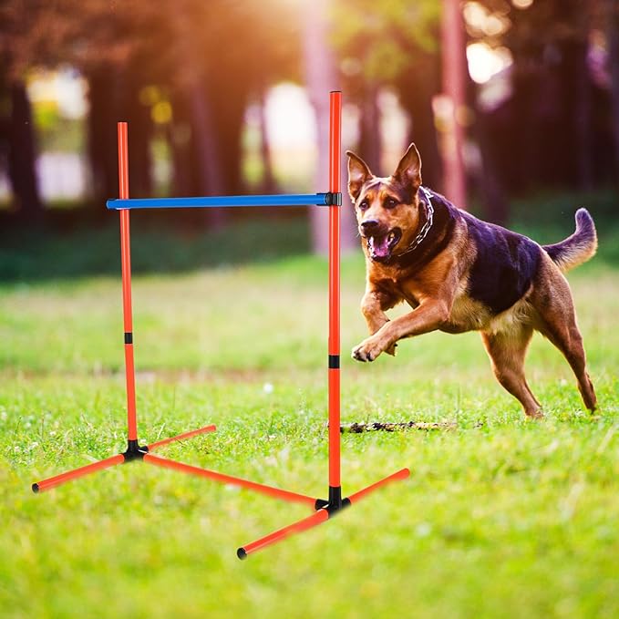 PG-0498 Equipamento de agilidade para cães com barras de salto de altura ajustável e bolsa de transporte